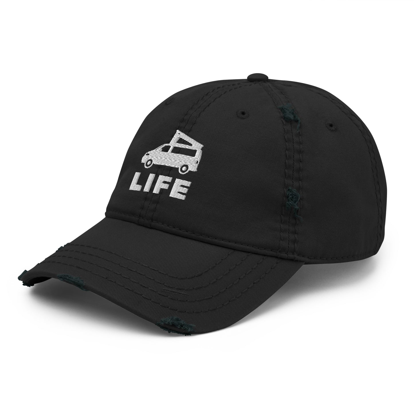 Vanwear Embroidered Baseball Cap - Volkswagen Pop Top Van Life - Distressed Fininsh