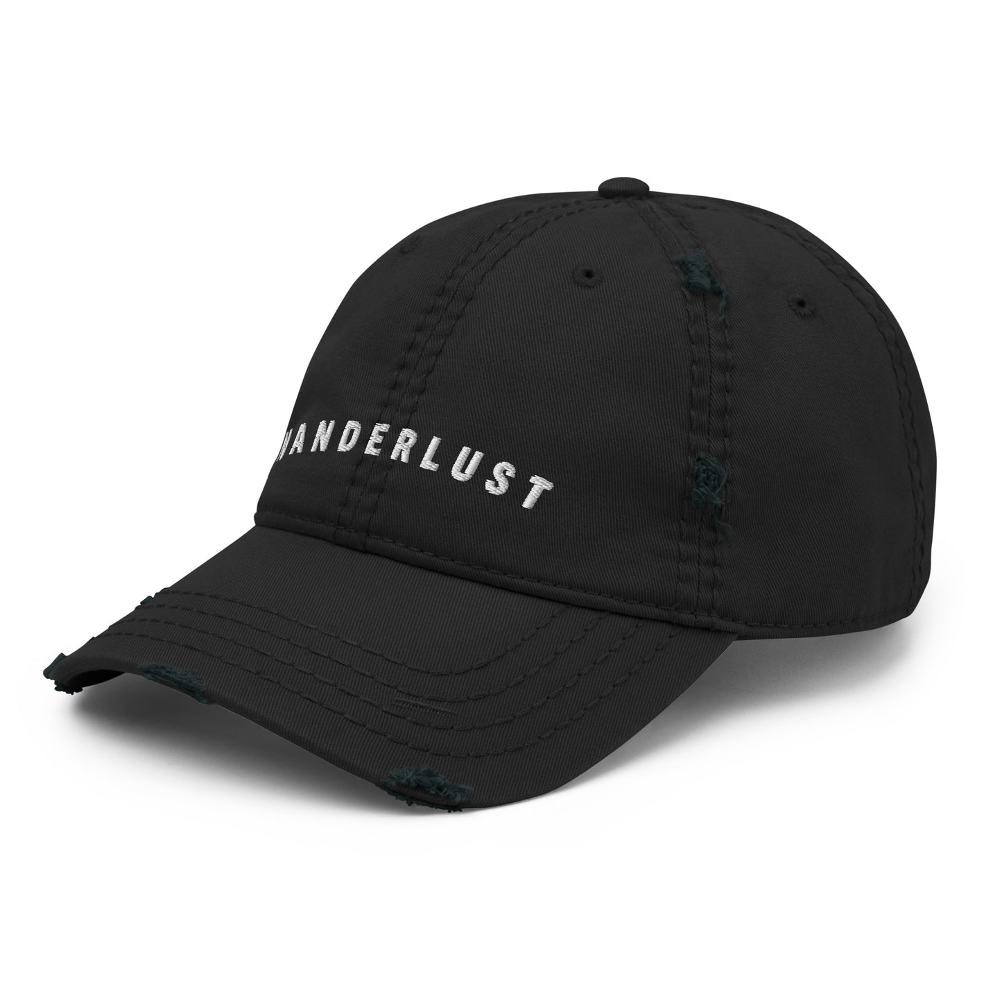 Vanwear Embroidered Wanderlust Baseball Cap - Distressed Finish