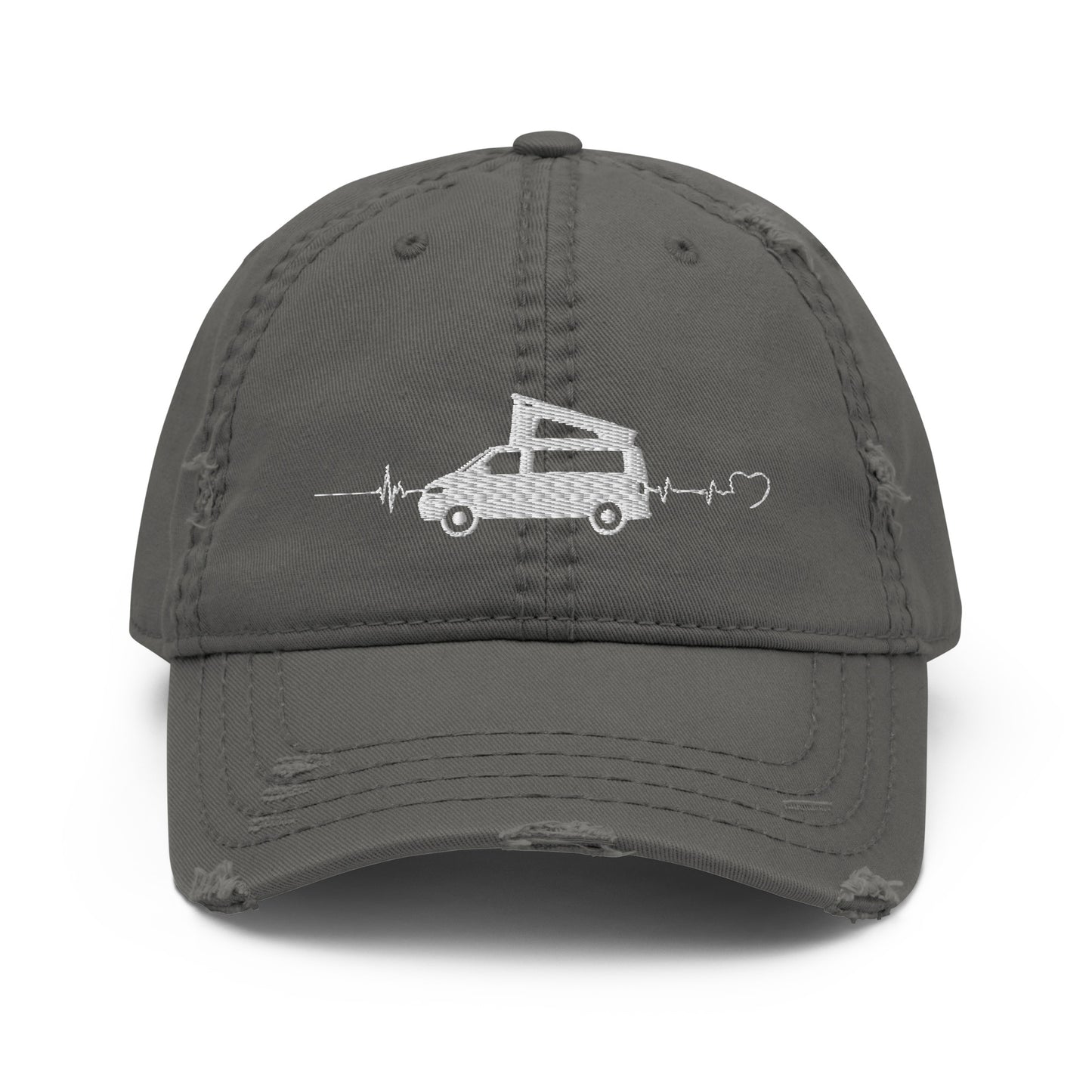 Vanwear Embroidered Baseball Cap - Volkswagen Pop Top Heartbeat - Distressed Finish