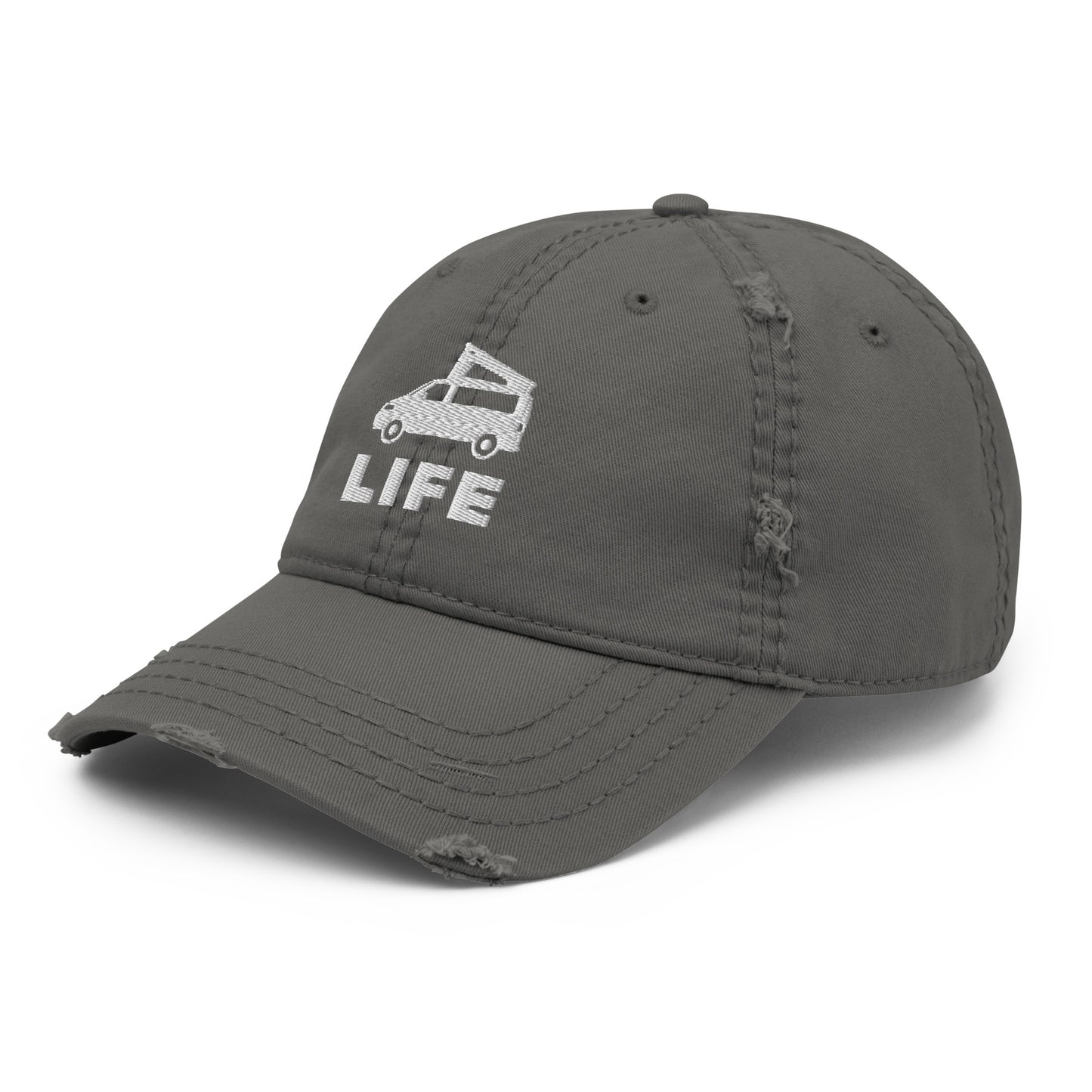 Vanwear Embroidered Baseball Cap - Volkswagen Pop Top Van Life - Distressed Fininsh