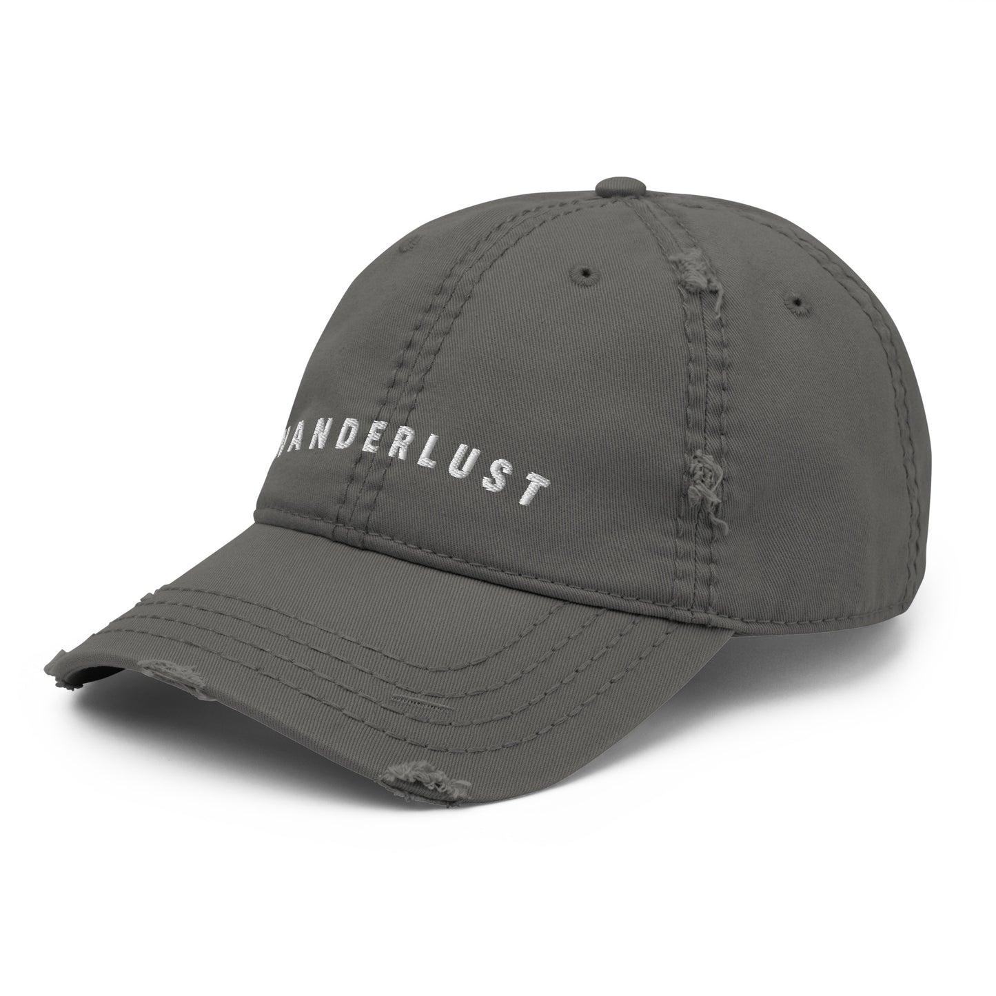 Vanwear Embroidered Wanderlust Baseball Cap - Distressed Finish