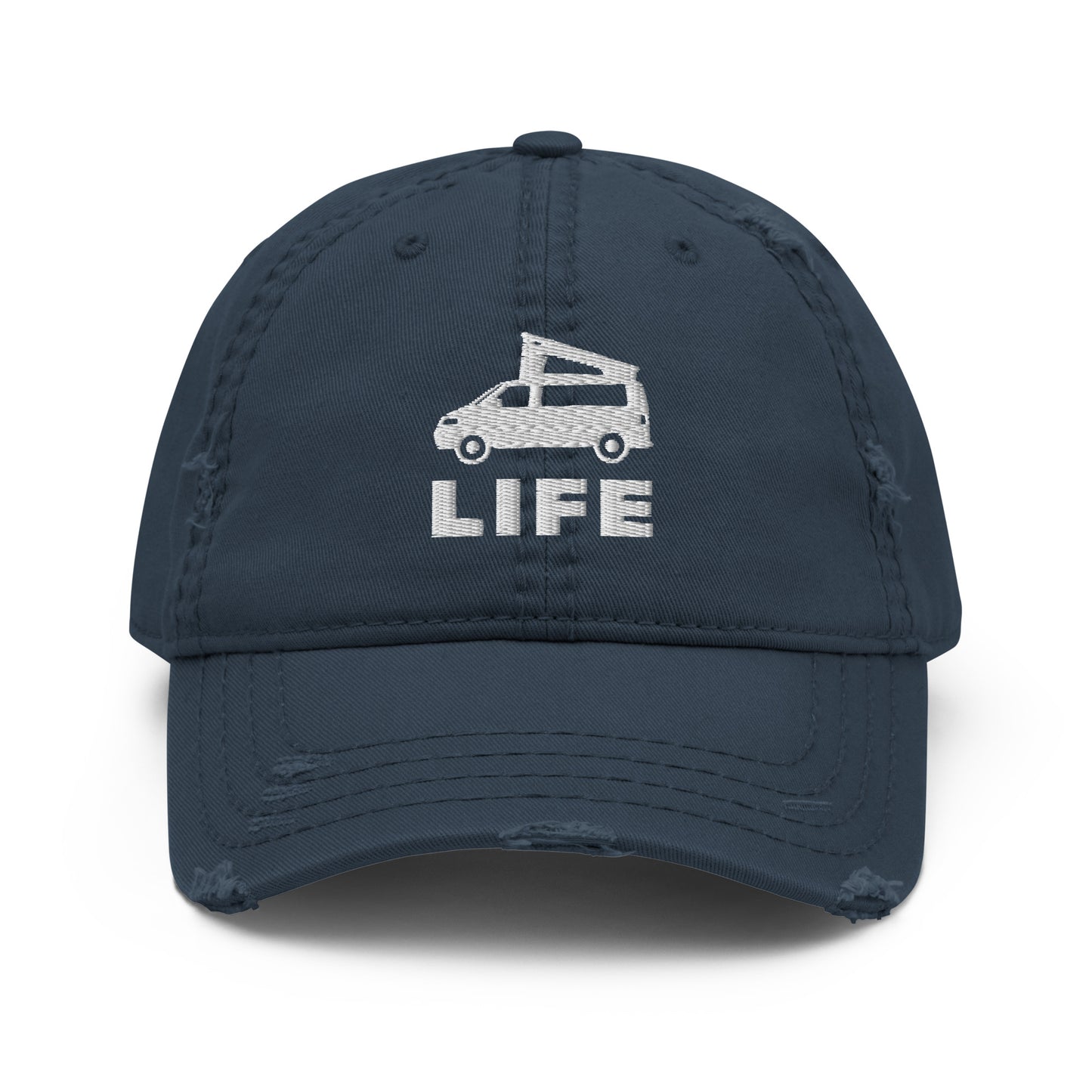 Vanwear Embroidered Baseball Cap - Volkswagen Pop Top Van Life - Distressed Fininsh