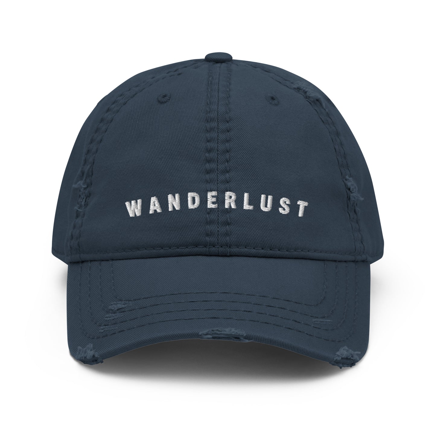 Vanwear Embroidered Wanderlust Baseball Cap - Distressed Finish