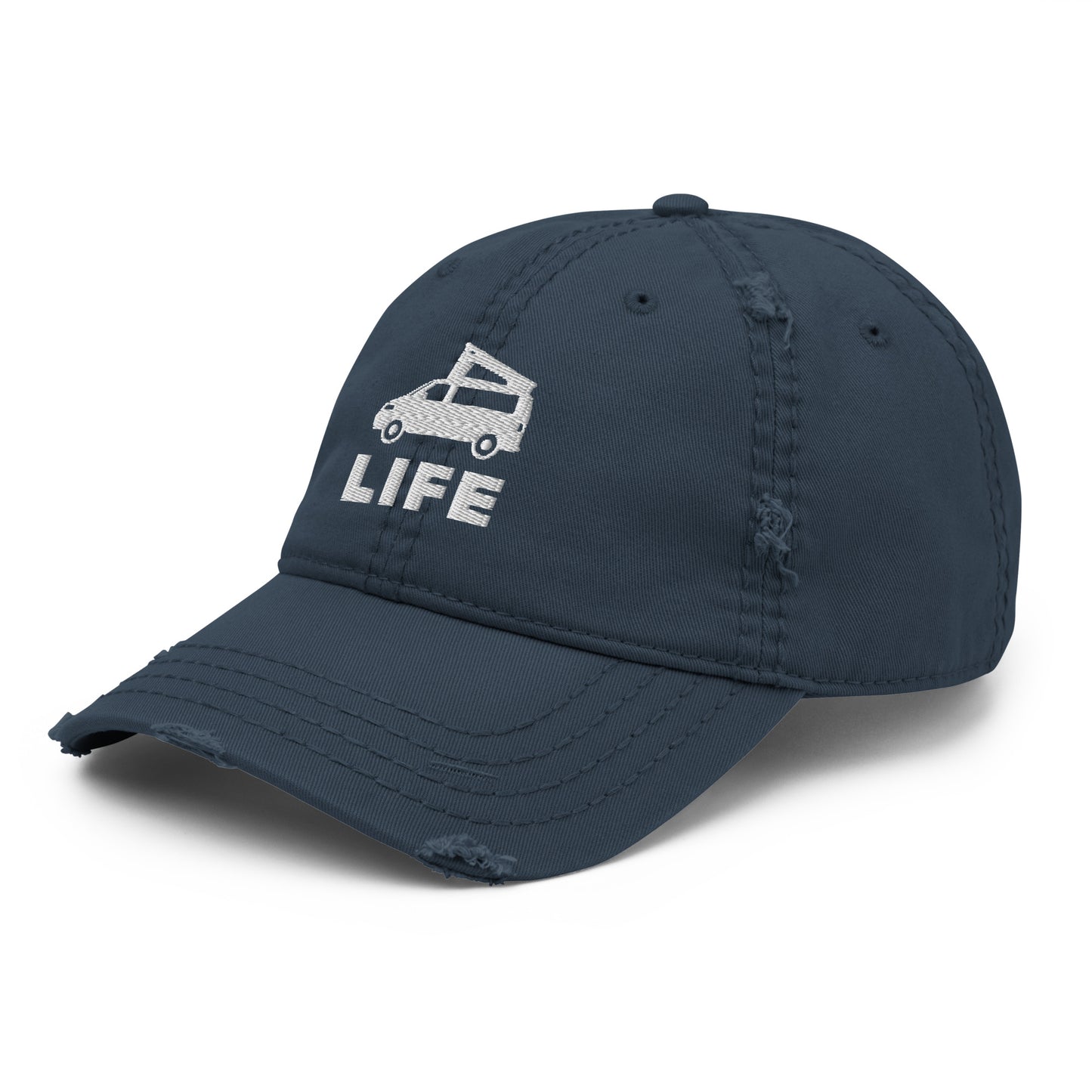 Vanwear Embroidered Baseball Cap - Volkswagen Pop Top Van Life - Distressed Fininsh
