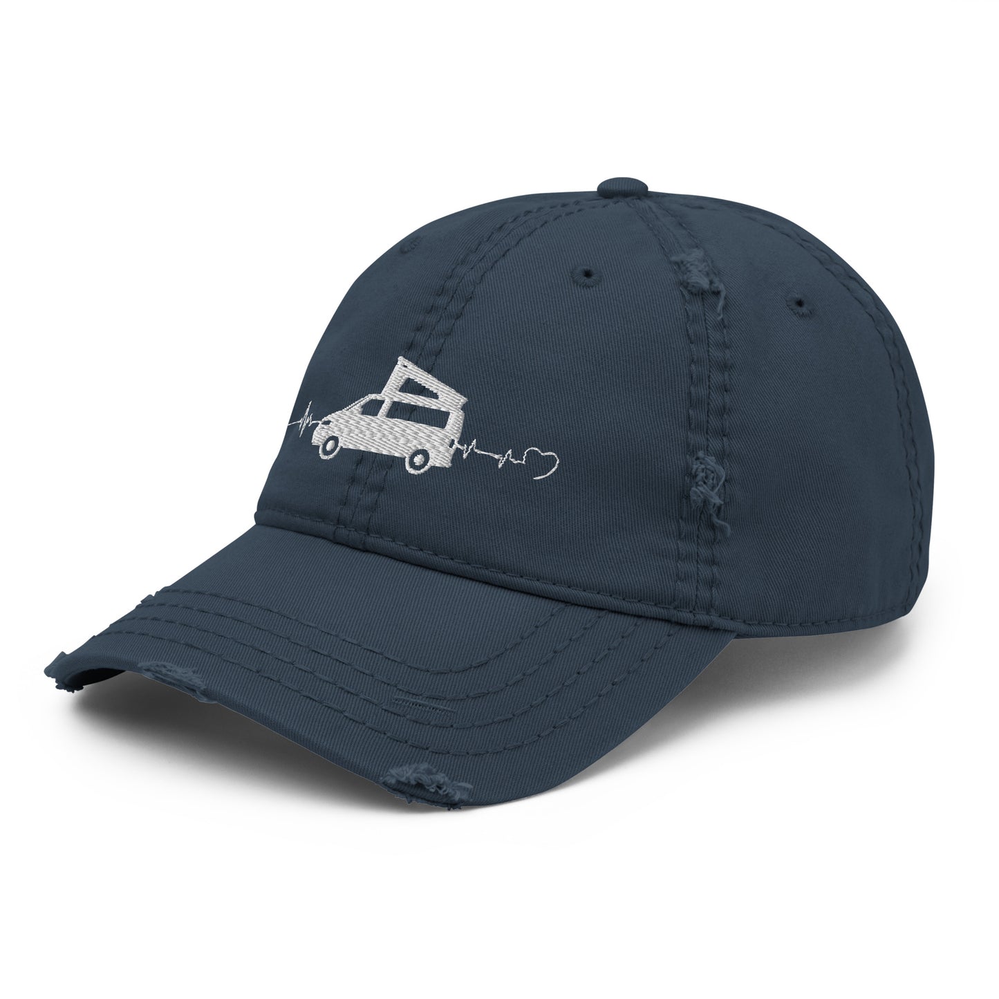 Vanwear Embroidered Baseball Cap - Volkswagen Pop Top Heartbeat - Distressed Finish
