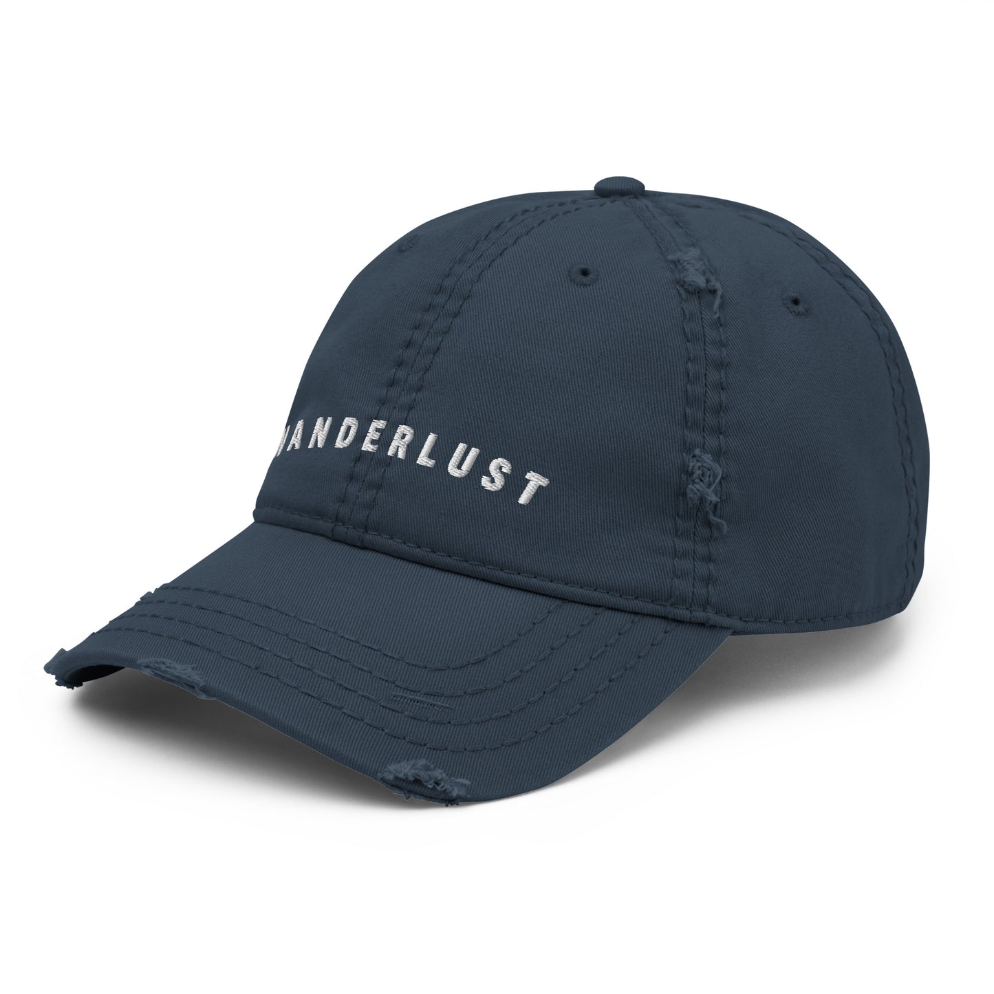 Vanwear Embroidered Wanderlust Baseball Cap - Distressed Finish