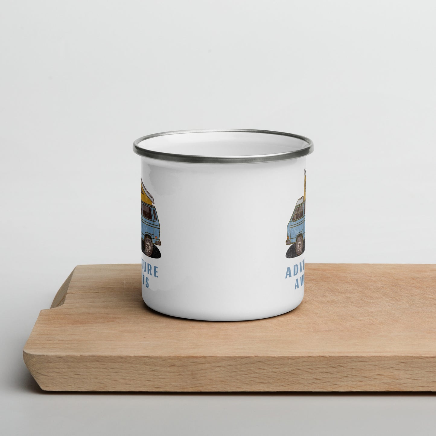 Vanwear Van Life Enamel Travel Mug - Vintage VW T25 Mid Blue
