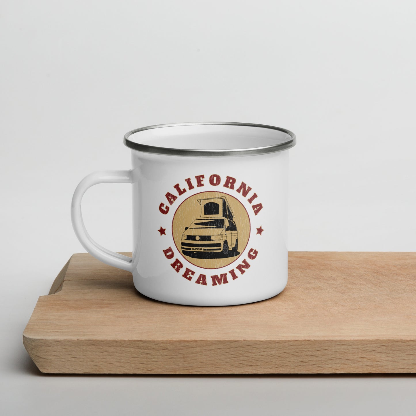 Vanwear Van Life Enamel Travel Mug - Vintage VW California Dreaming