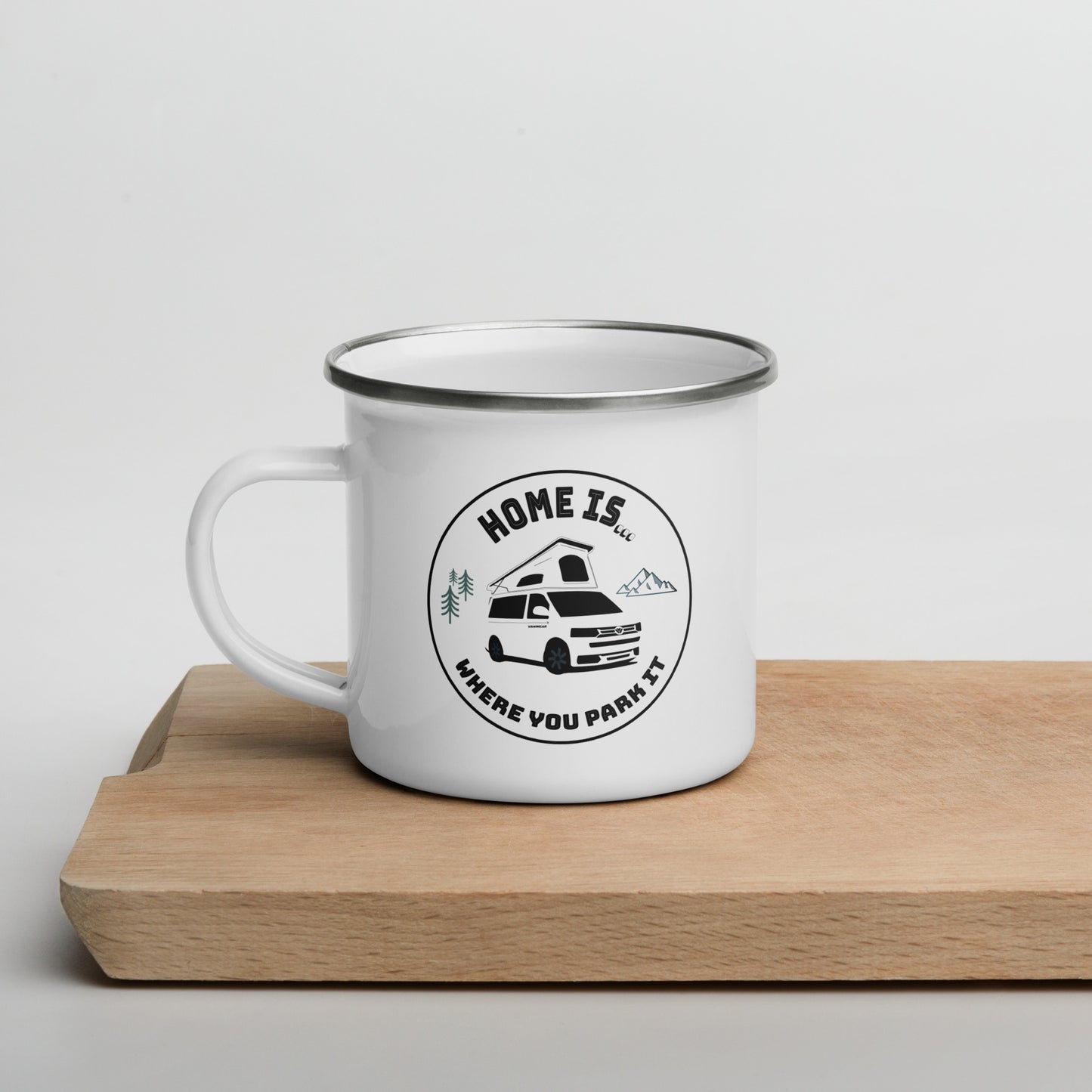 Vanwear Van Life Enamel Travel Mug - VW - Home Is Where You Park It