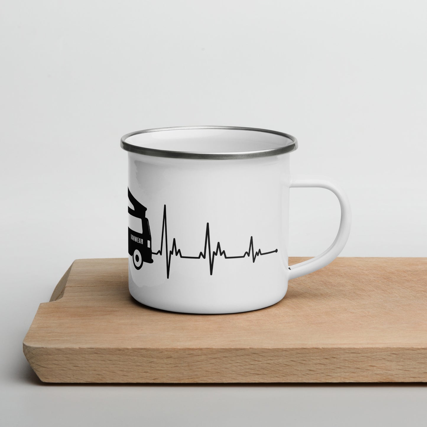 Vanwear Van Life Enamel Travel Mug - VW Pop Top Heartbeat