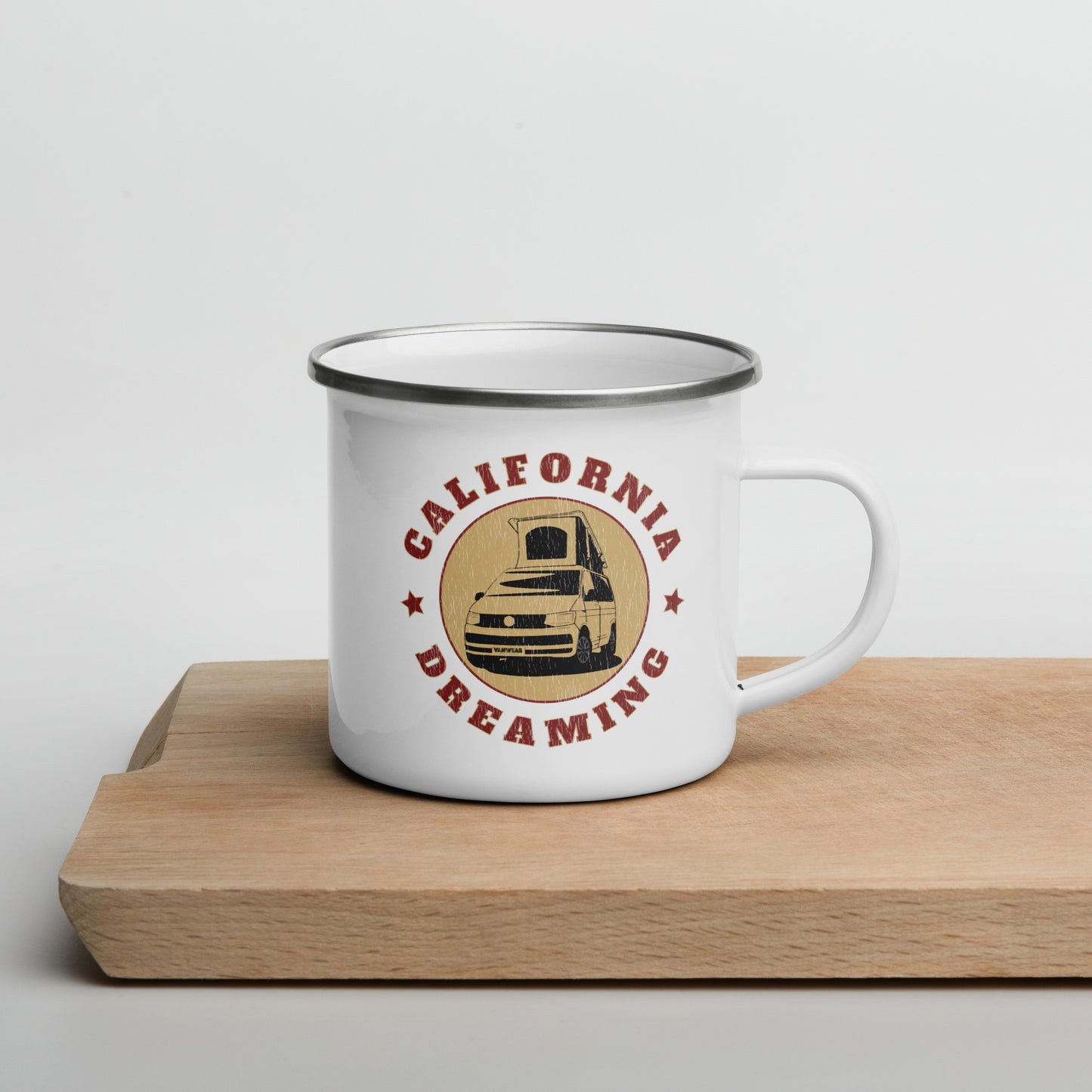 Vanwear Van Life Enamel Travel Mug - Vintage VW California Dreaming