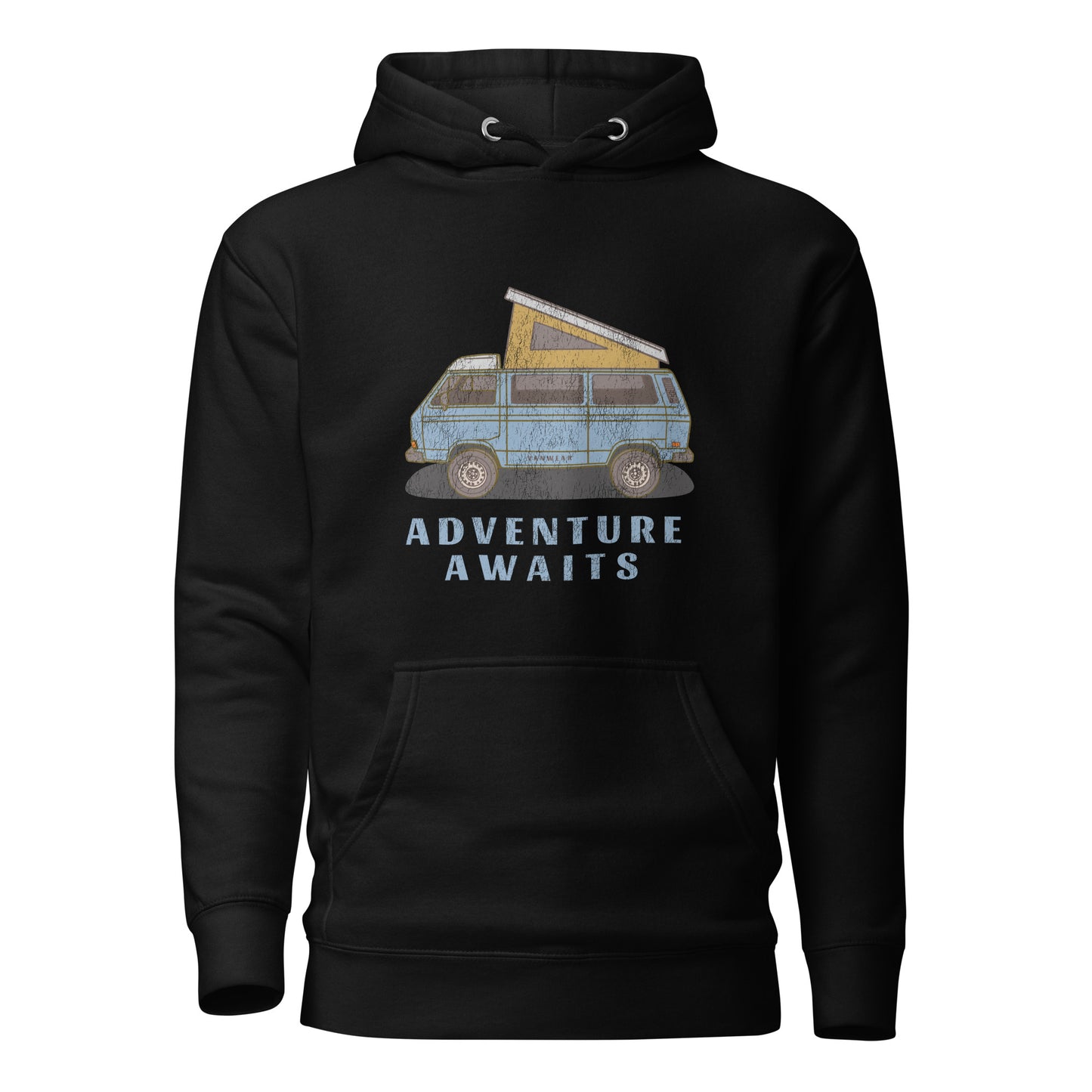 Vanwear Blue VW T25 Retro-Look Campervan Hoodie - Mid Blue