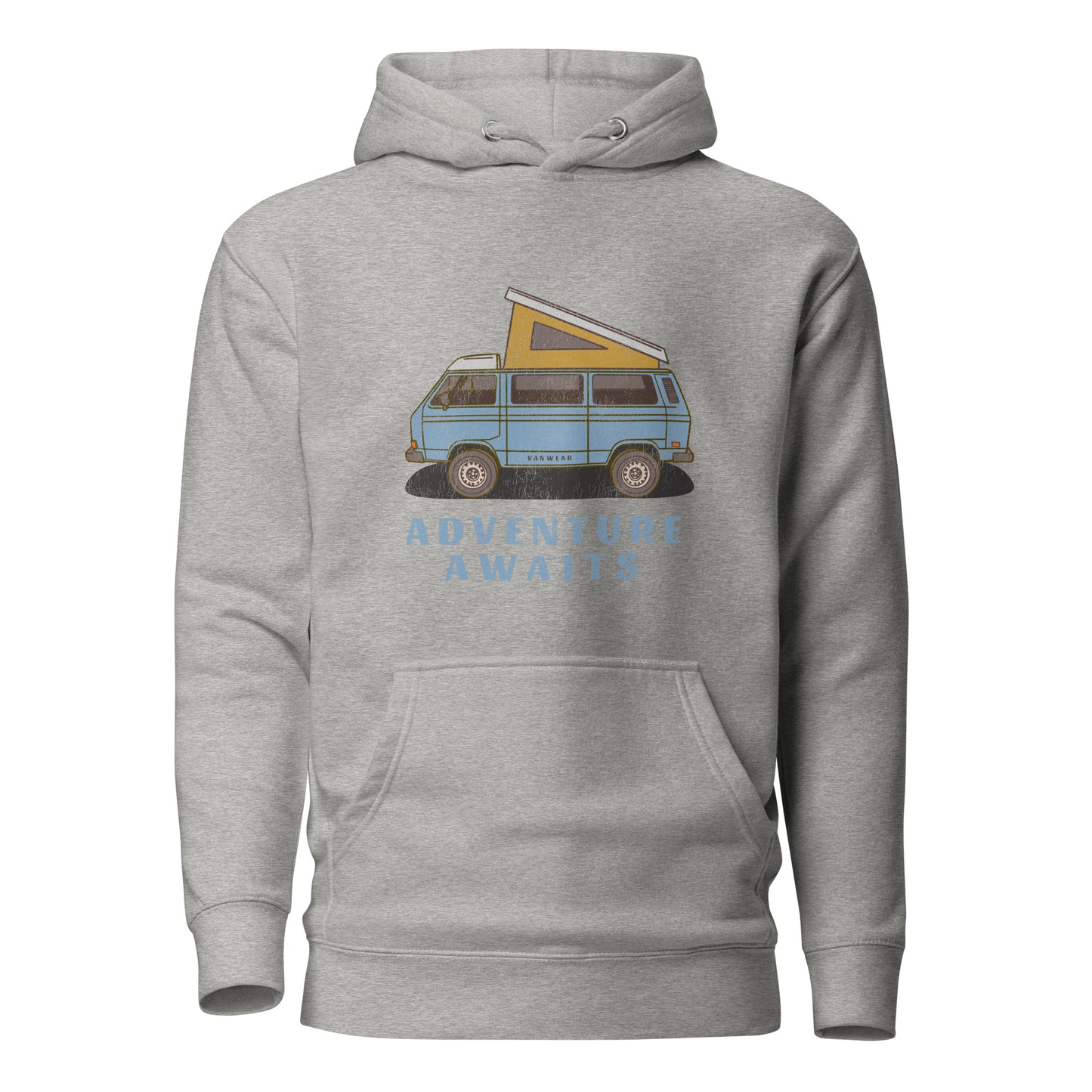 Vanwear Blue VW T25 Retro-Look Campervan Hoodie - Mid Blue