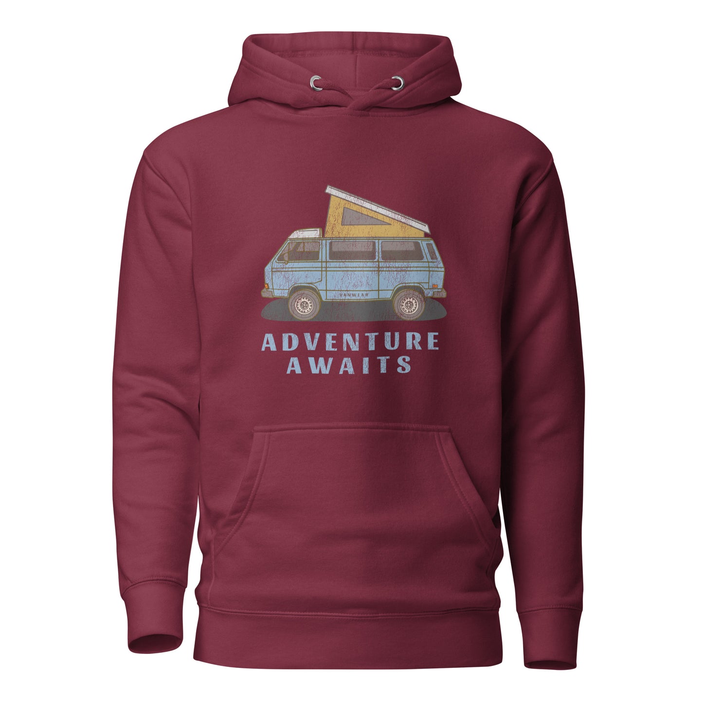 Vanwear Blue VW T25 Retro-Look Campervan Hoodie - Mid Blue