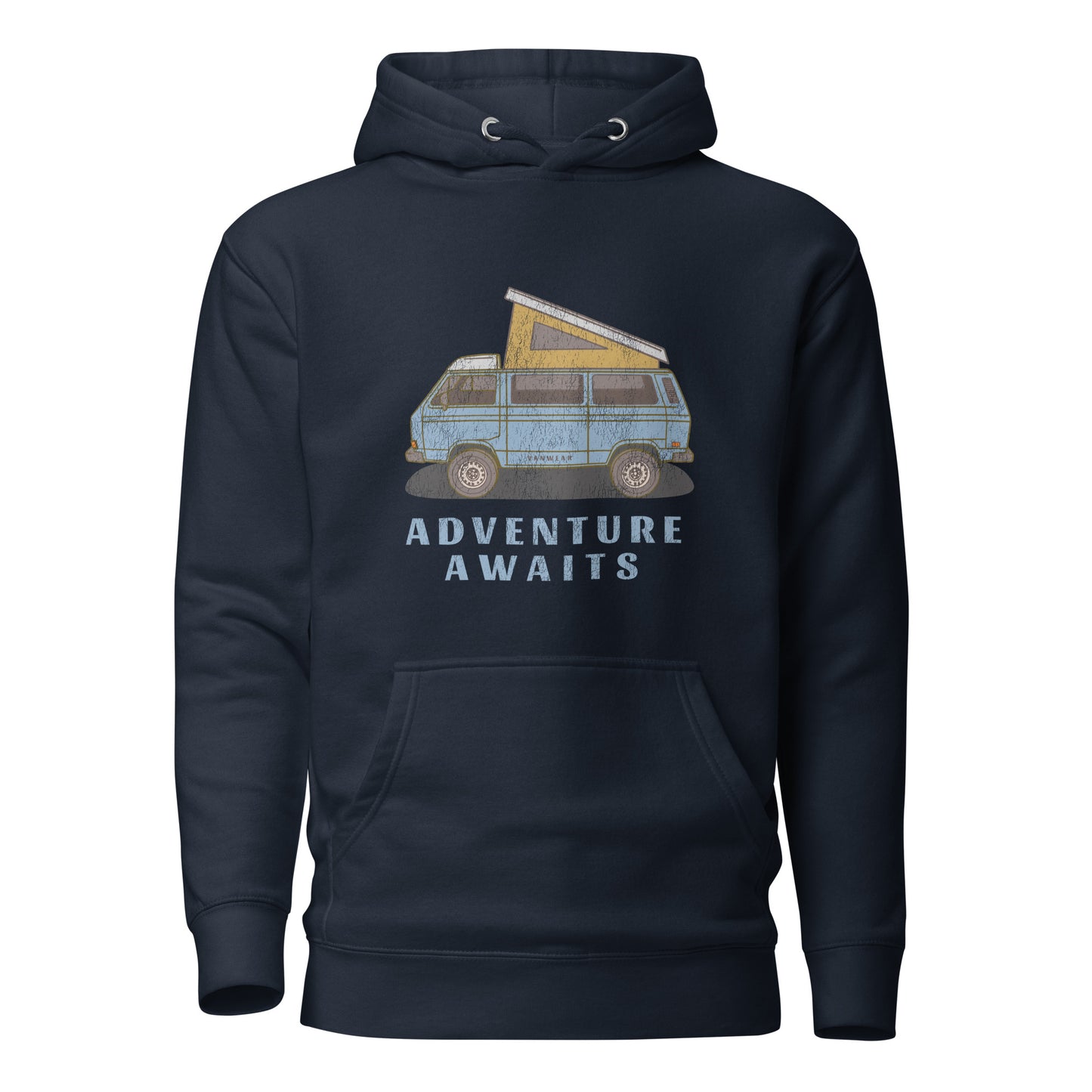 Vanwear Blue VW T25 Retro-Look Campervan Hoodie - Mid Blue