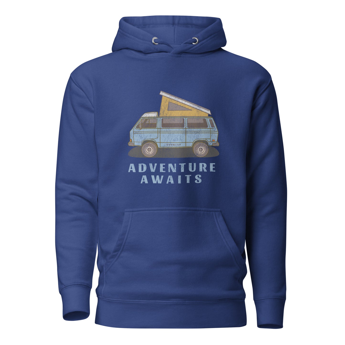 Vanwear Blue VW T25 Retro-Look Campervan Hoodie - Mid Blue