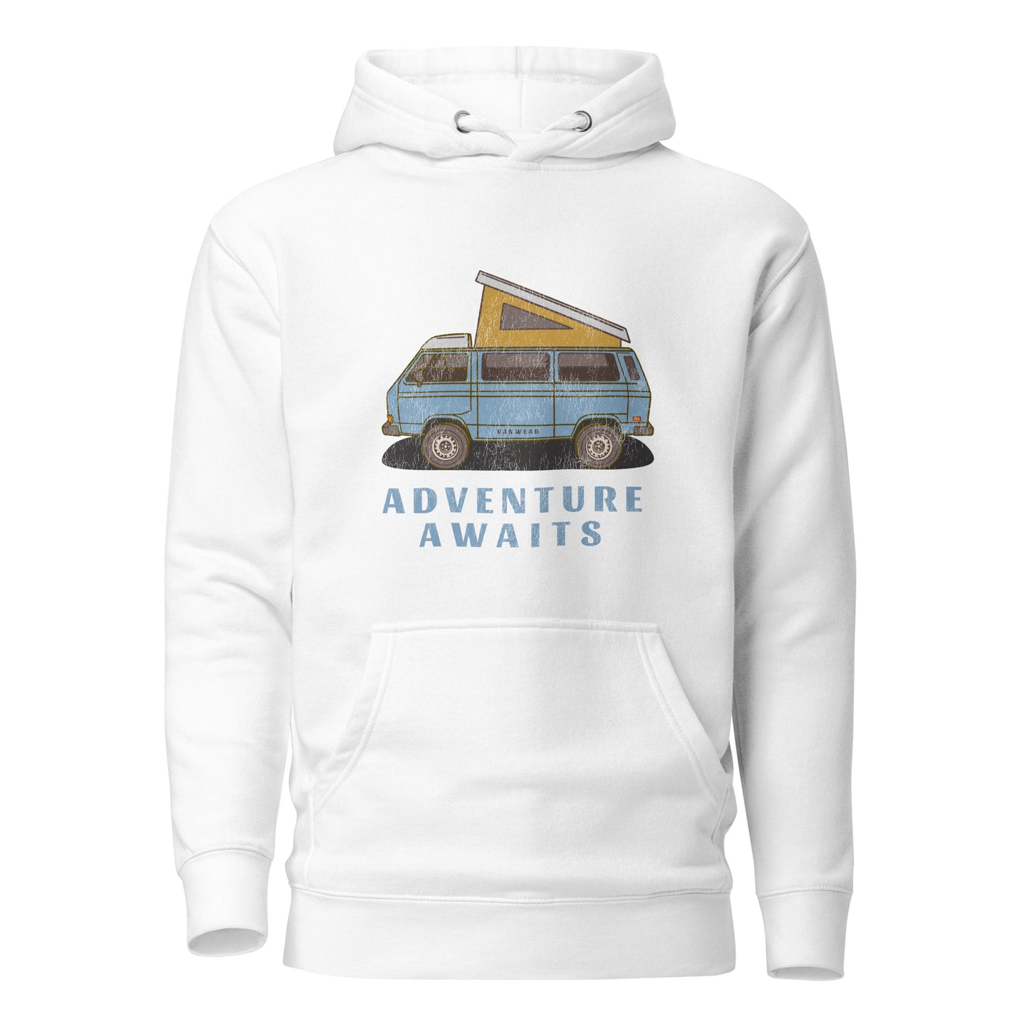 Vanwear Blue VW T25 Retro-Look Campervan Hoodie - Mid Blue