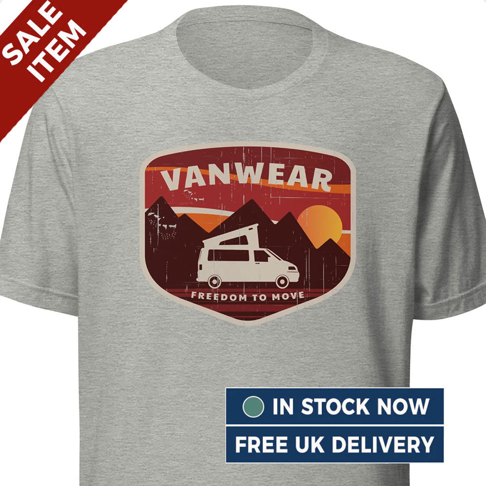 [MEDIUM] Vanwear VW Pop Top T5 Campervan T-Shirt - Mountain Peaks (FREE Next Day Despatch)