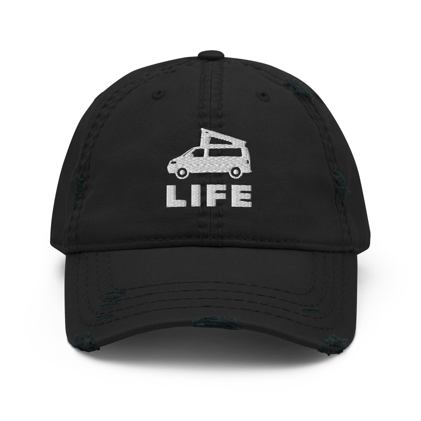 Vanwear Embroidered Baseball Cap - Pop Top Van Life - Distressed Fininsh