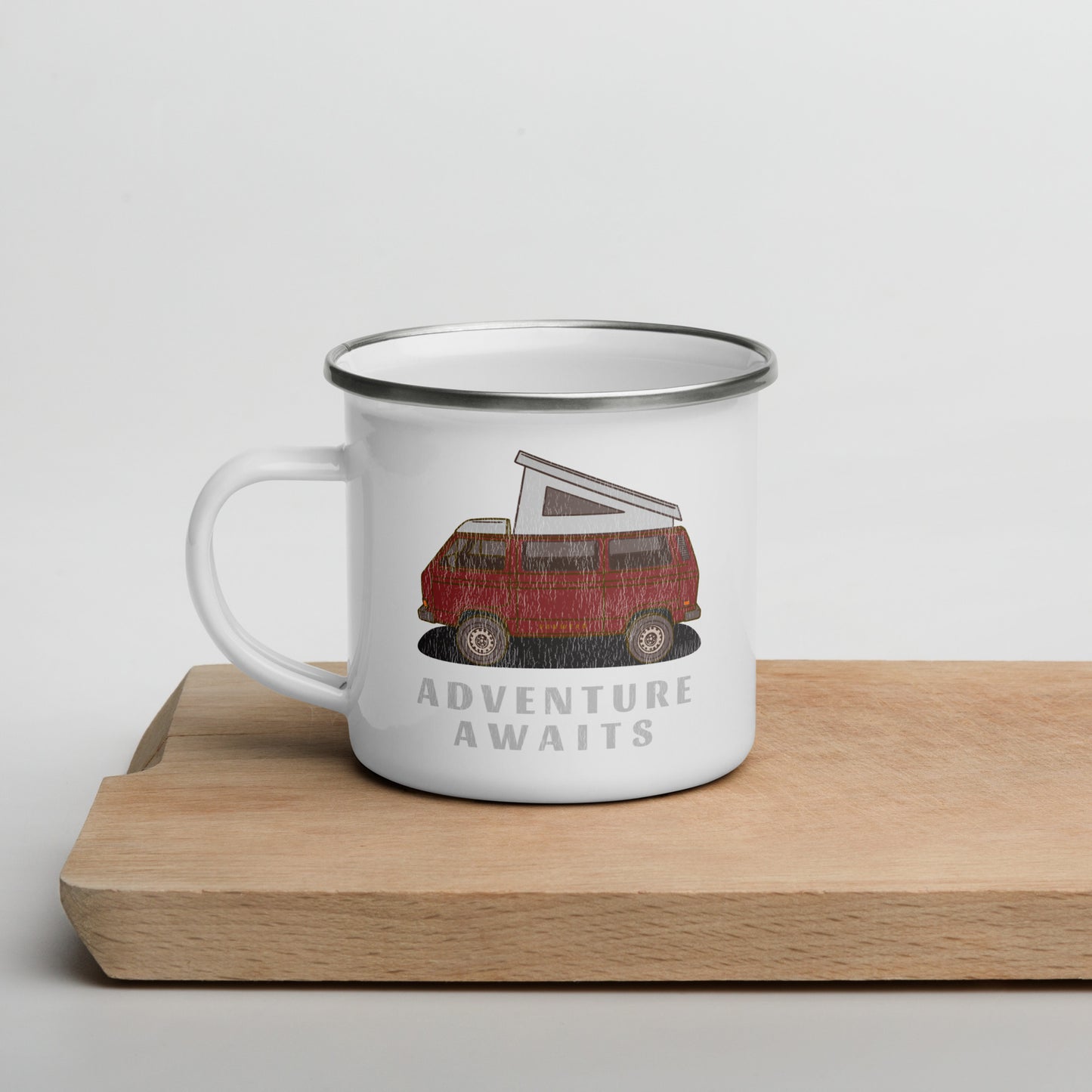 Vanwear Van Life Enamel Travel Mug - Vintage VW T25 Titan Red