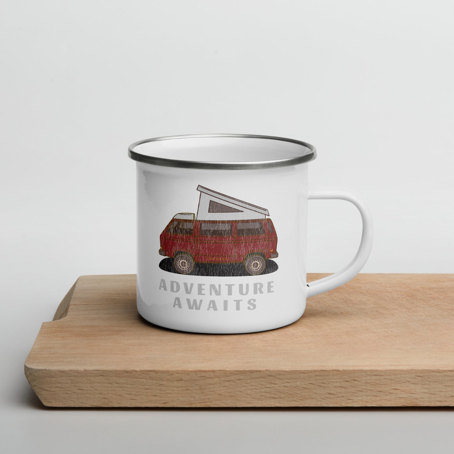 Vanwear Van Life Enamel Travel Mug - Vintage VW T25 Titan Red