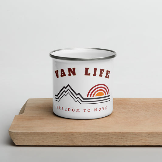 Vanwear Van Life Enamel Travel Mug - Mountain Peaks