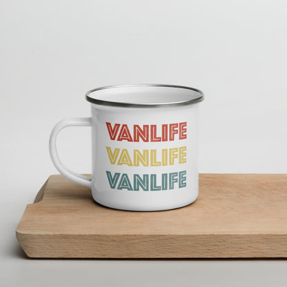 Vanwear Van Life Enamel Travel Mug - Van Life 3 Lines