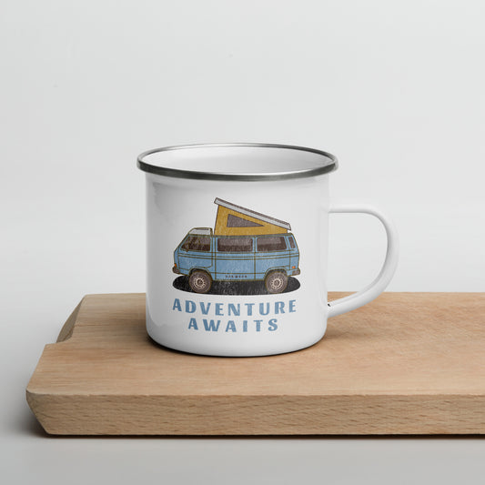 Vanwear Van Life Enamel Travel Mug - Vintage T25 Mid Blue