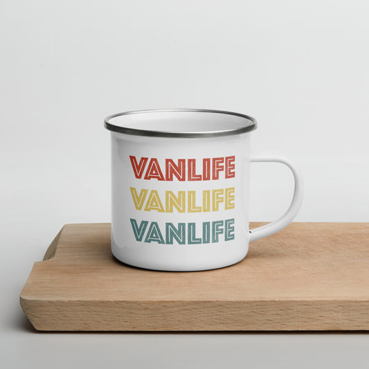 Vanwear Van Life Enamel Travel Mug - Van Life 3 Lines
