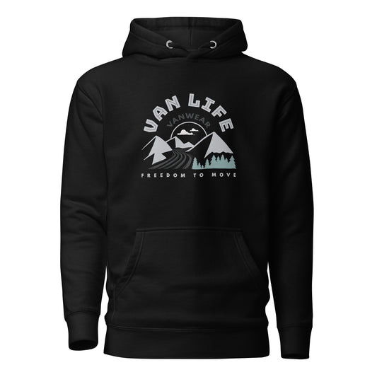 Vanwear Unisex Van Life Campervan Hoodie - Mountain Road Explorer