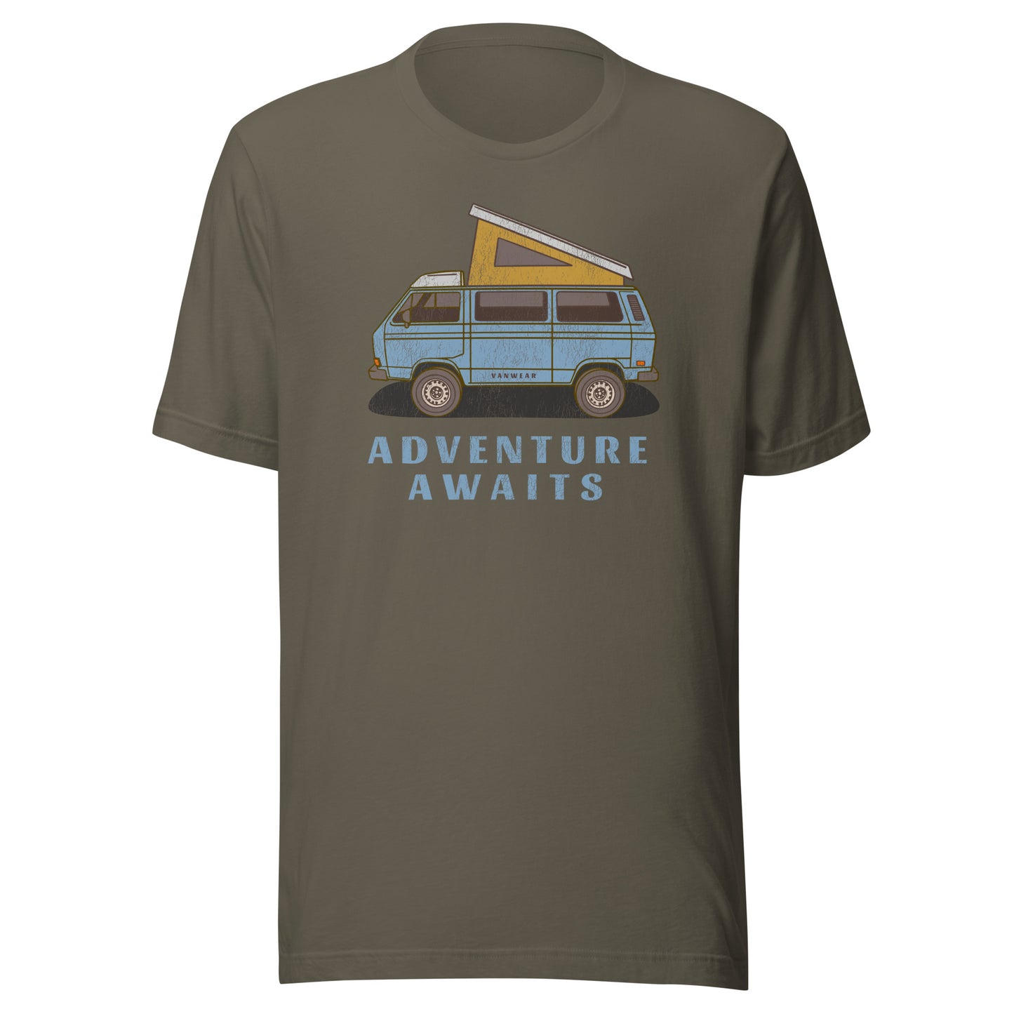 Vanwear Blue VW T25 Retro-Look Unisex Campervan T-Shirt - Mid Blue