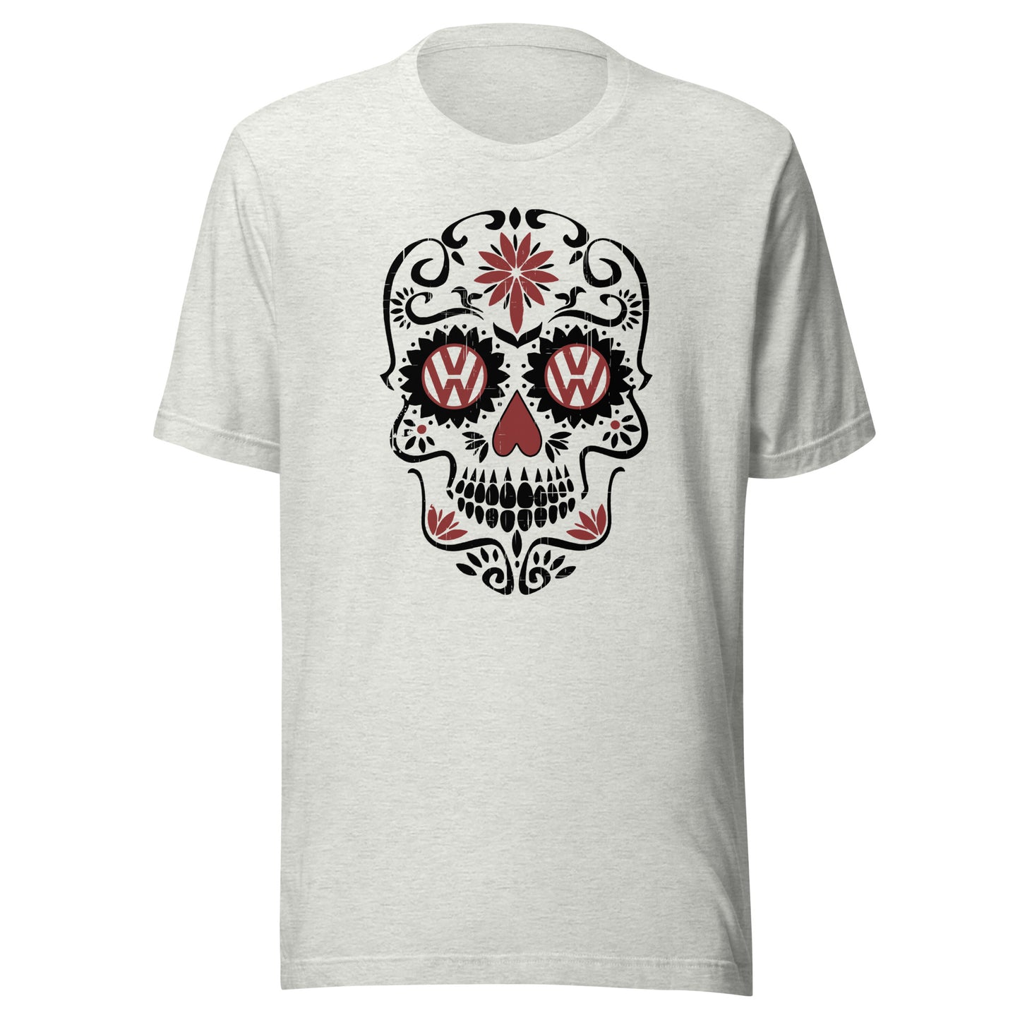 Vanwear Sugar Candy Skull VW Campervan T-Shirt - Black Outline