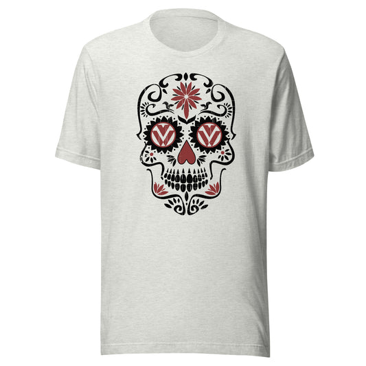 Vanwear Retro Sugar Skull Candy Skull VW T-Shirt - Black & Red