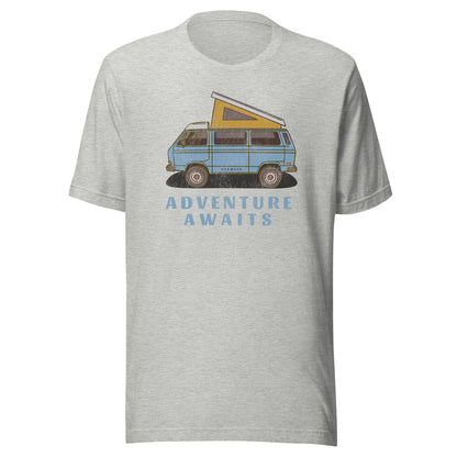 Vanwear Blue VW T25 Retro-Look Unisex Campervan T-Shirt - Mid Blue