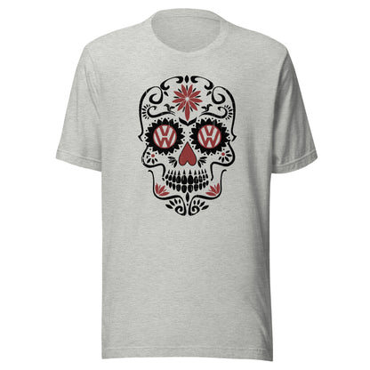 Vanwear Sugar Candy Skull VW Campervan T-Shirt - Black Outline