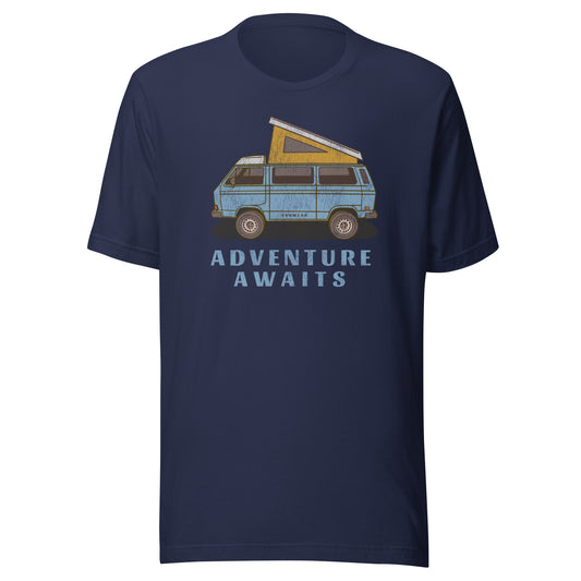Vanwear Blue VW T25 Retro-Look Unisex Campervan T-Shirt - Mid Blue