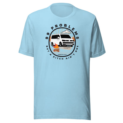 Vanwear 99 Problems VW T5 Campervan T-Shirt - Campfire, Black Text