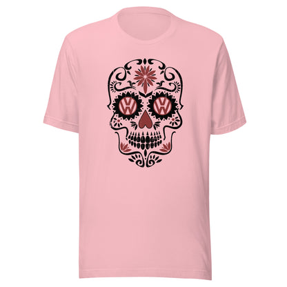 Vanwear Sugar Candy Skull VW Campervan T-Shirt - Black Outline