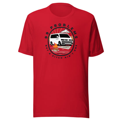 Vanwear 99 Problems VW T5 Campervan T-Shirt - Campfire, Black Text