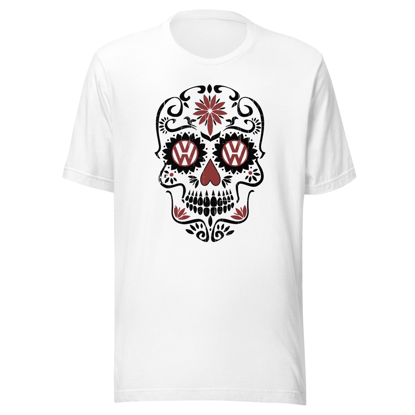 Vanwear Sugar Candy Skull VW Campervan T-Shirt - Black Outline