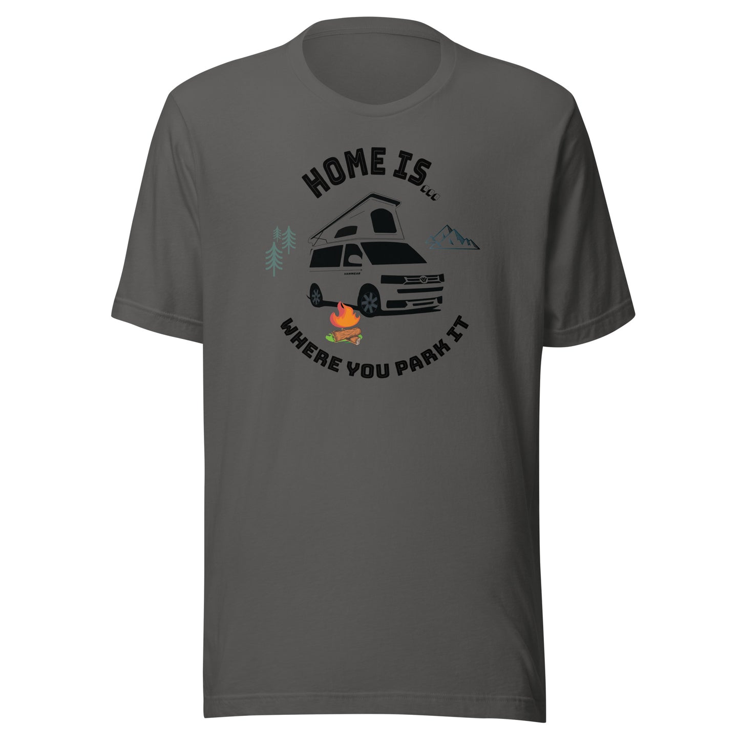 Vanwear Home is Where You Park It VW Unisex Campervan T-Shirt