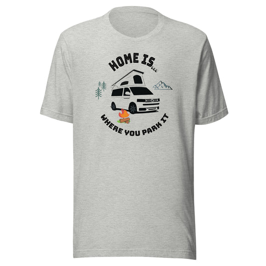 Vanwear Home is Where You Park It VW Unisex Campervan T-Shirt