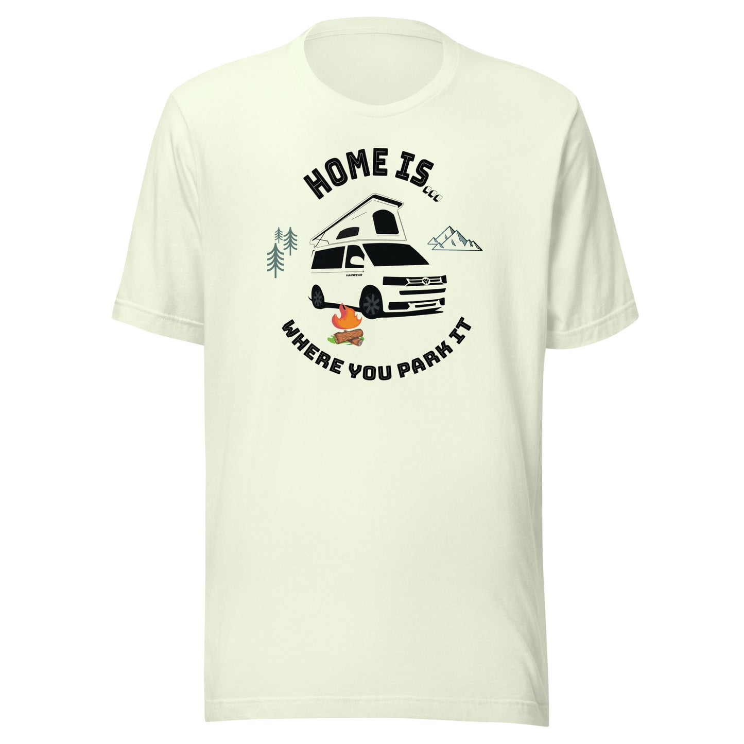 Vanwear Home is Where You Park It VW Unisex Campervan T-Shirt