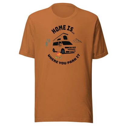 Vanwear Home is Where You Park It VW Unisex Campervan T-Shirt